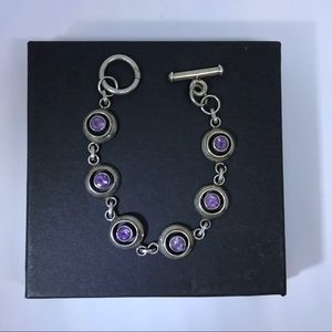 Silver and purple stone bracelet